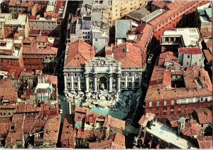 Aerial View Rome Italy's Trevi Fountain 1960s Postcard