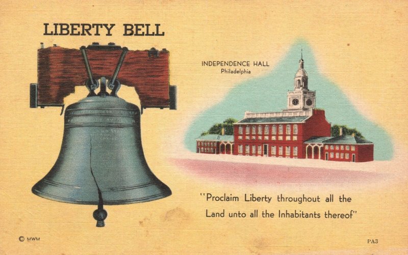 Vintage Postcard 1944 Liberty Bell Independence Hall Philadelphia Pennsylvania 