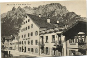 PC GERMANY, MITTENWALD A. ISAR, HOTEL POST, Vintage Postcard (b31816)