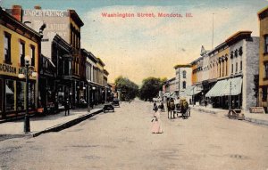 Mendota Illinois Washington Street Vintage Postcard U759