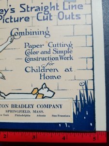 VINTAGE MILTON BRADLEY STRAIGHT LINE PICTURE CUT OUTS  - Print Ad c.1920s Advert 