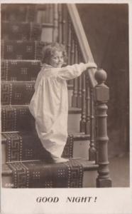 Bamforth Humour Young Girl Climbing Stairs Good Night Real Photo