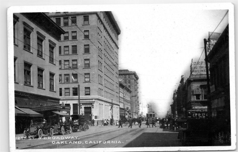 Oakland CA 1912 12th Street and Broadway RPPC Vintage Real Photo Postcard E32