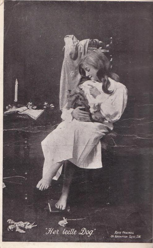 O88.Postcard. Girl with dog.\Her Leetle Dog\.By Kate Prag...