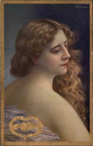 Beautiful Woman Curly Blonde Hair Fine Quality ThEL 1055 c1910 Postcard