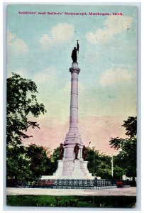 1909 Soldiers And Sailors Monument Muskegon Michigan MI Posted Antique Postcard