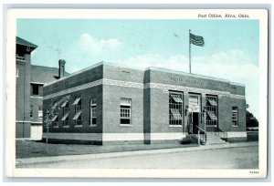 1951 Post Office Building Scene Street Alva Oklahoma OK Posted Vintage Postcard