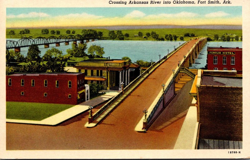 Arkansas Fort Smith Crossing Arkansas River Into Oklahoma Curteich