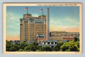 Battle Creek MI-Michigan, View Of Percy Jones General Hospital, Linen Postcard
