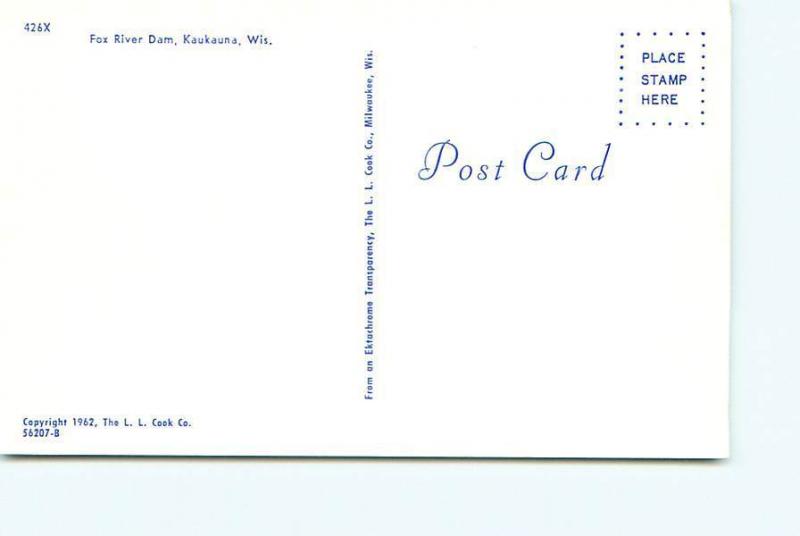 Postcard Wisconsin Kaukauna  Fox River Dam   Free Shipping # 2615A