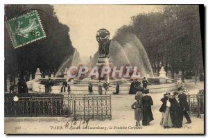 Postcard Old Paris Luxembourg Garden Fountain Carpeaux