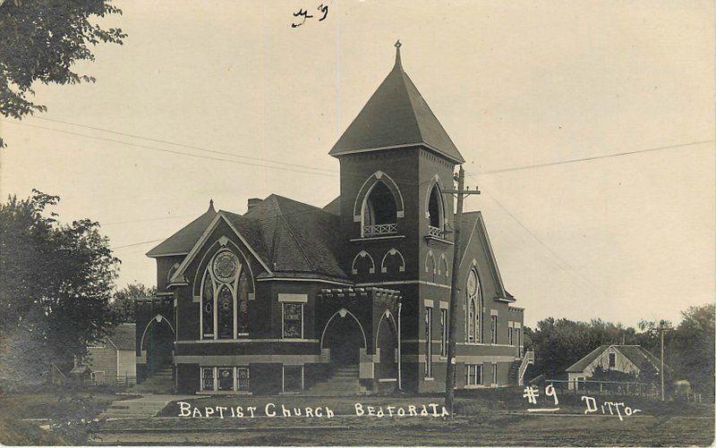 Baptist Church C-1910 Bedford Iowa RPPC Real photo postcard Ditto 4381