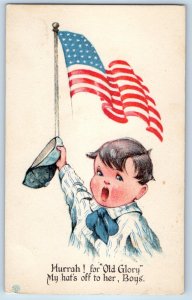 c1910's Child With American Flag For Old Glory WWI Twelvetrees Antique Postcard