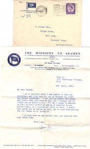 The Mission To Seamen London Sailors 1962 Letter & Cover