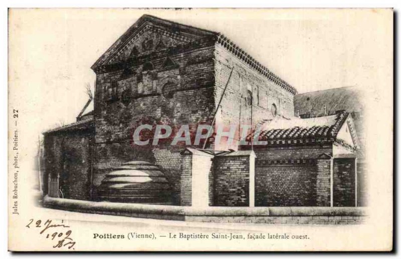 Old Postcard Poitiers Baptistry St. John West Side façade