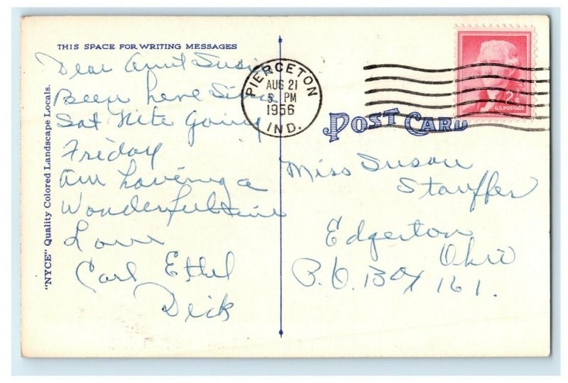 1956 Greetings From Kuhn Lake Pierceton Indiana IN, Lake Moon View Postcard 