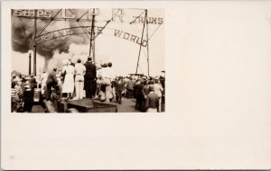 Vancouver BC CPR Pier Fire 1938 People Viewing RPPC Postcard H46