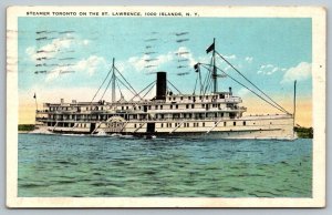 Steamer Toronto  St. Lawrence  1000 Islands  New York   Postcard  1932