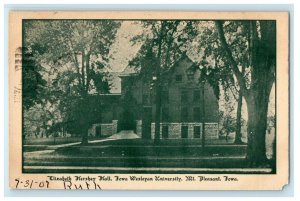 1907 Elizabeth Hershey Hall Wesleyan University Mt. Pleasant Iowa IA Postcard