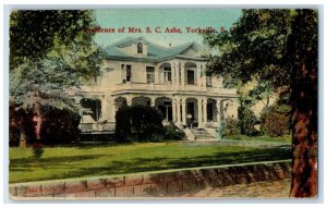 1912 Residence Of Mrs. S. C. Ashe Yorkville South Carolina SC Antique Postcard 