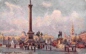 Trafalgar Square Nelson Column London England UK Charles Flower Tuck postcard