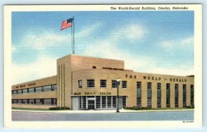 OMAHA, Nebraska NE ~ Newspaper WORLD HERALD Building ca 1940s Linen  Postcard