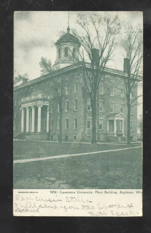 APPLETON WISCONSIN LAWRENCE UNIVERSITY BUILDING VINTGAE POSTCARD 1906