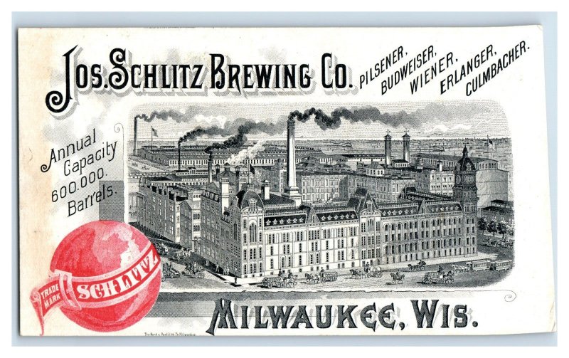 1880's Schlitz Milwaukee Beer Shakespeare Juliet Victorian Trade Card P90