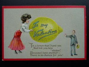 Valentine Greeting LOVE TRIBUTES Tis a lemon..... c1909 PC Raphael Tuck No.5