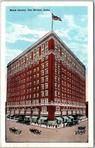 1928 Hotel Savery Des Moines Iowa IA Street View Building Posted Postcard