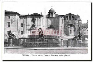 Old Postcard Roma Plaza delle Terme Fontana delle Naiadi