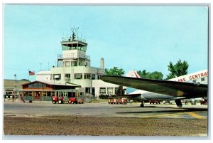 c1950's Airport Control Tower Cargo Cart Airplane View Grand Rapids MI Postcard