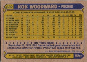 1987 Topps Baseball Card Rob Woodward Boston Red Sox sk3126