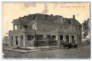 c1910's Elk's Home Old Building Classic Car View Kirksville Missouri MO Postcard
