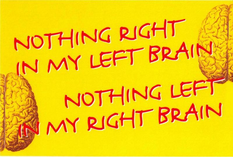 Nothing Right in My Left Brain, Nothing Left in My Right Brain Humor Postcard