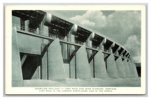 Fort Peck Dam Overflow Spillway Glasgow Montana MT UNP Albertype Postcard V3