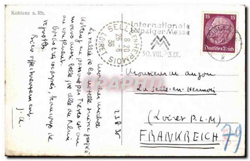 Old Postcard Koblenz Rh und Festung Enrenbreitstein kaiser Wilhelm Denkmal