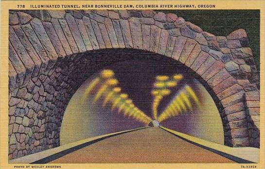 Illuminated Tunnel Near Bonneville Dam Columbia River Highway Bonneville Dam ...