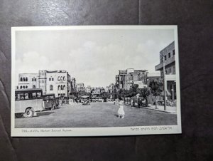 Mint British Palestine Postcard Tel Aviv Herbert Samuel Square Hebrew Text