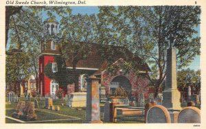 OLD SWEDE CHURCH WILMINGTON DELAWARE POSTCARD (c. 1940s)