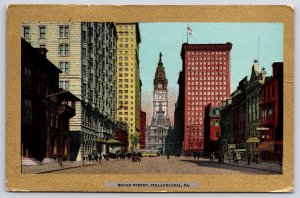 Broad Street Philadelphia Pennsylvania PA Street View Buildings Shops Postcard