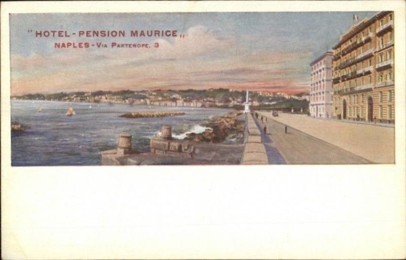 Naples Napoli Hotel Pension Maurice c1910 Postcard EXC COND