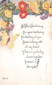 Birthday Butterfly 1922 postal marking on front