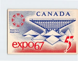 Postcard Canadian Pavilion Expo 67 5 Cent Commemorative Stamp Montreal Canada