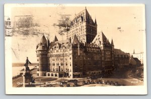 c1947 RPPC Chateau Frontenac Building Quebec City Classic Cars VTG Postcard 1273