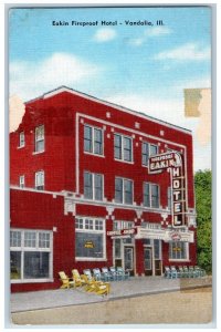 Vandalia Illinois Postcard Eakin Fireproof Hotel Building Exterior c1940 Antique