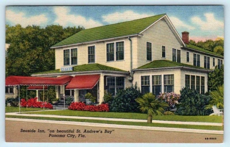 PANAMA CITY, Florida FL ~ Roadside SEASIDE INN St. Andrews Bay c1940s  Postcard