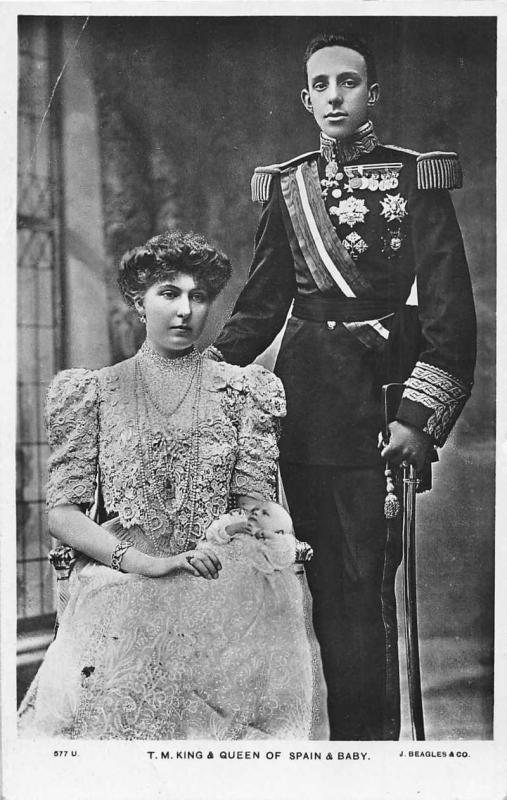 King and Queen of Spain Royalty Real Photo Antique Postcard J53604