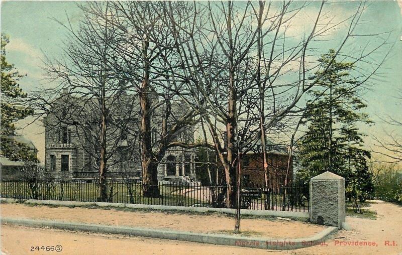Providence Rhode Island~Morris Heights School~Wrought Iron Fence~1910 Postcard