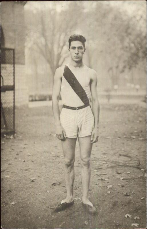 Runner Uniform Shorts Old Shoes c1910 Crisp Real Photo Postcard - Running